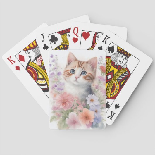 Niedliche Wasserfarbenküche mit Blumenmuster Spielkarten (Rückseite)