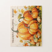 Niedliche Wasserfarbenkürbis Dankbar Dankbar geseg Puzzle (Vertikal)