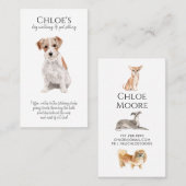 Niedliche Wasserfarbenleder Haustier Sitter Dog Wa Visitenkarte (Vorne/Hinten)