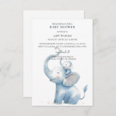 Niedliche Wasserfarbenlephant Babydusche Einladung (Vorne/Hinten)