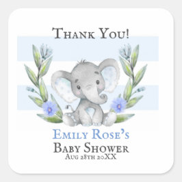 Niedliche Wasserfarbenlephant Boy Babydusche Viele Quadratischer Aufkleber