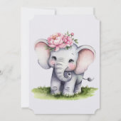 Niedliche Wasserfarbenlephant Floral Girl Babydusc Einladung (Rückseite)