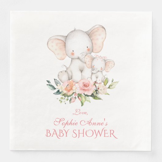 Niedliche Wasserfarbenlephant Girl Babydusche Serviette (Vorderseite)