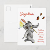 Niedliche Wasserfarbenlephant Inspiriere Traumange Postkarte (Vorne/Hinten)