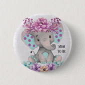 Niedliche Wasserfarbenlephon mit Lila Aquamarinen  Button (Vorderseite)