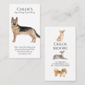 Niedliche Wasserfarbenleute Sitter Dog Walker Visitenkarte (Vorne/Hinten)