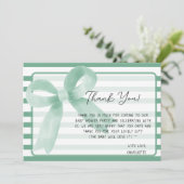 Niedliche WasserfarbenMinze Bow Babydusche Dankeskarte (Stehend Vorderseite)