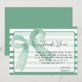 Niedliche WasserfarbenMinze Bow Babydusche Dankeskarte