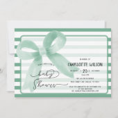 Niedliche WasserfarbenMinze Bow Babydusche Einladung (Vorderseite)