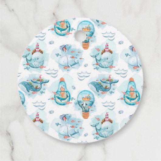 Niedliche Wasserfarbenmuster Whale Geburt Geschenkanhänger (Rückseite)