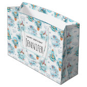 Niedliche Wasserfarbenmuster Whale Geburt Große Geschenktüte (Rückseite Schrägansicht)