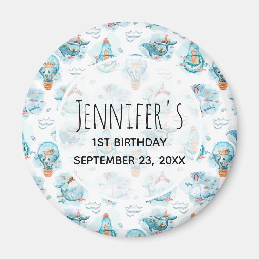 Niedliche Wasserfarbenmuster Whale Geburt Magnet (Vorne)