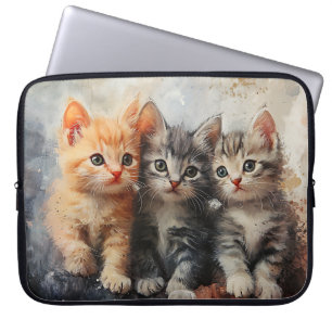 NIEDLICHE WASSERFARBENORANGE & BROWN TABBY KITTEN LAPTOPSCHUTZHÜLLE