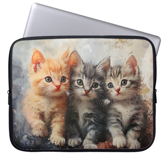 NIEDLICHE WASSERFARBENORANGE & BROWN TABBY KITTEN LAPTOPSCHUTZHÜLLE (Vorderseite)