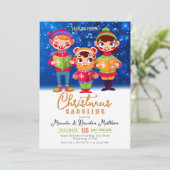 Niedliche Wasserfarbensänger Weihnachtsgesang Einladung (Stehend Vorderseite)