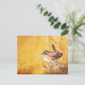 Niedliche Wasserfarbenwelt Wren Bird Naturkunst Postkarte (Stehend Vorderseite)