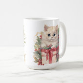 NIEDLICHE WASSERFARBFLÜFFY-CHRISTMAS KITTEN KAFFEETASSE (VorderseiteRechts)