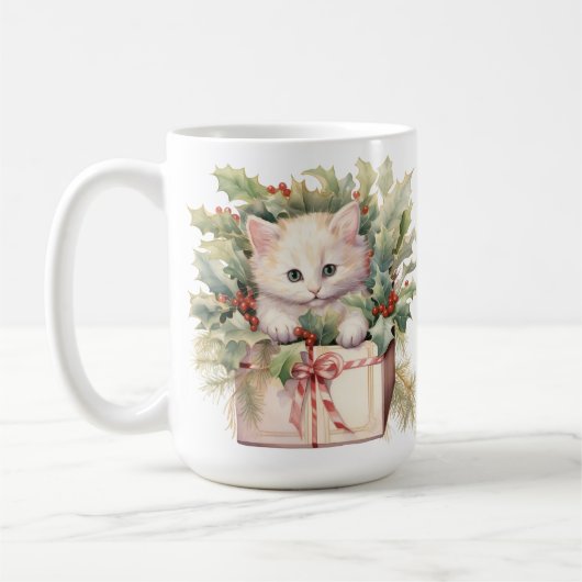 NIEDLICHE WASSERFARBFLÜFFY-CHRISTMAS KITTEN KAFFEETASSE (Links)