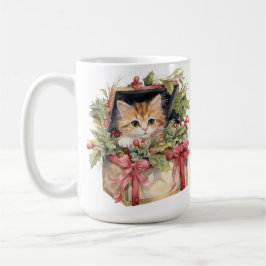 NIEDLICHE WASSERFARBFLÜFFY-CHRISTMAS KITTEN KAFFEETASSE