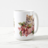 NIEDLICHE WASSERFARBFLÜFFY-CHRISTMAS KITTEN KAFFEETASSE (VorderseiteRechts)