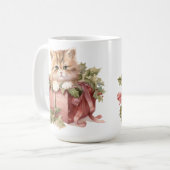 NIEDLICHE WASSERFARBFLÜFFY-CHRISTMAS KITTEN KAFFEETASSE (Vorderseite Links)