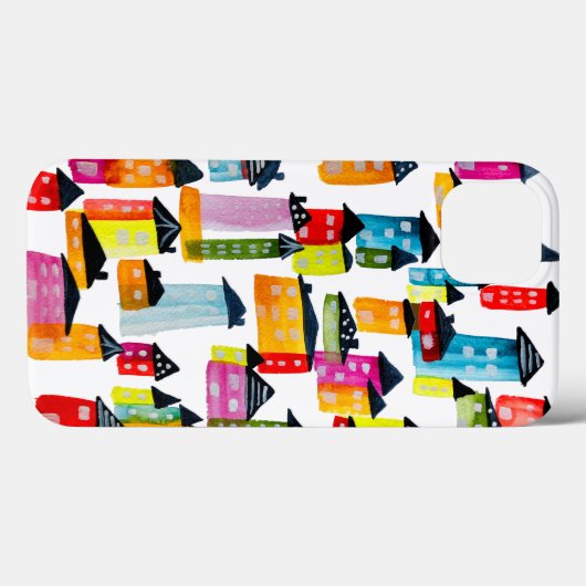 Niedliche Wasserfarbhäuser Case-Mate iPhone Hülle (Rückseite (Horizontal))