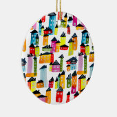 Niedliche Wasserfarbhäuser Keramik Ornament (Rechts)