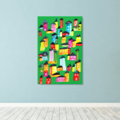 Niedliche Wasserfarbhäuser Leinwanddruck (Insitu (Holzboden))