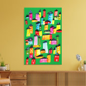 Niedliche Wasserfarbhäuser Leinwanddruck (Insitu (Wohnzimmer))