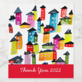 Niedliche Wasserfarbhäuser Weinetikett (Einzelnes Label)