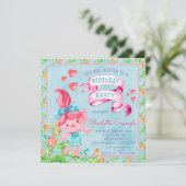 Niedliche Wasserfarbtruppe Einladung zur Geburtsta (Stehend Vorderseite)