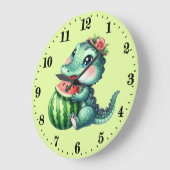 Niedliche Wassermelone Alligator Große Wanduhr (Winkel)