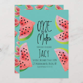 Niedliche Wassermelone Geburtstag Wasserfarbe Somm Einladung