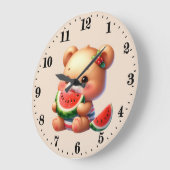 Niedliche Wassermelone Große Wanduhr (Winkel)
