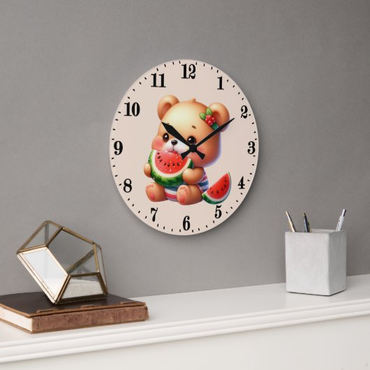 Niedliche Wassermelone Große Wanduhr (Büro)