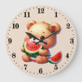 Niedliche Wassermelone Große Wanduhr (Vorderseite)