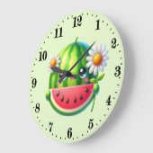 Niedliche Wassermelone Große Wanduhr (Winkel)