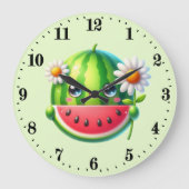 Niedliche Wassermelone Große Wanduhr (Vorderseite)