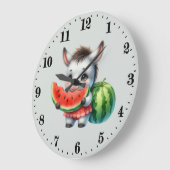 Niedliche Wassermelone Große Wanduhr (Winkel)