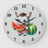 Niedliche Wassermelone Große Wanduhr (Vorderseite)