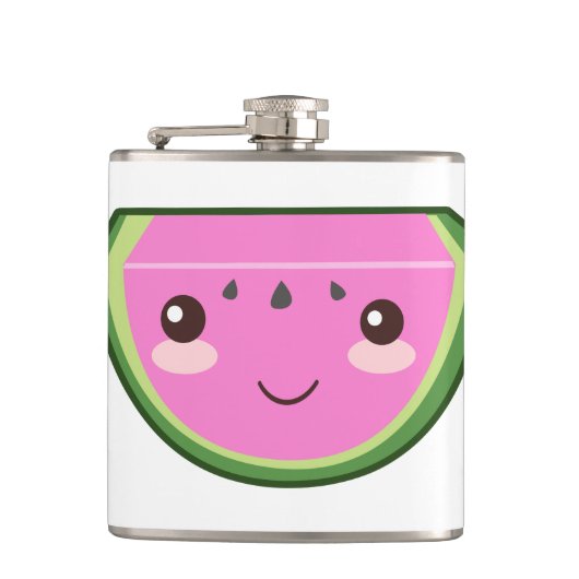 Niedliche Wassermelone-Illustration Flachmann (Vorderseite)