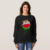 Niedliche Wassermelone Katze Sommerfrüchte Sweatshirt (Vorne ganz)