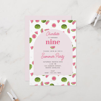 Niedliche Wassermelone Sommer Pink Girl Geburtstag Einladung