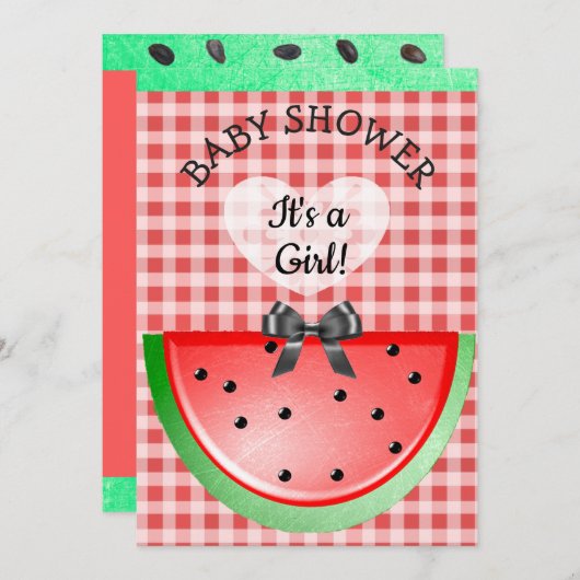 Niedliche Wassermelone Themed Girl's Baby Dusche Einladung (Vorne/Hinten)