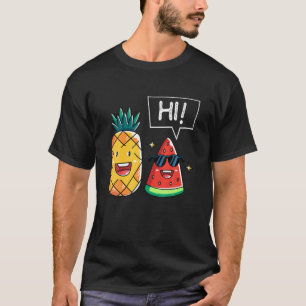 Niedliche Wassermelone und Ananas Kawaii Sommerfrü T-Shirt