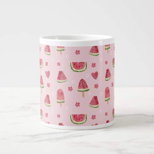 Niedliche Wassermelone und Popsikel Nahtloses Must Jumbo-Tasse (Vorderseite)