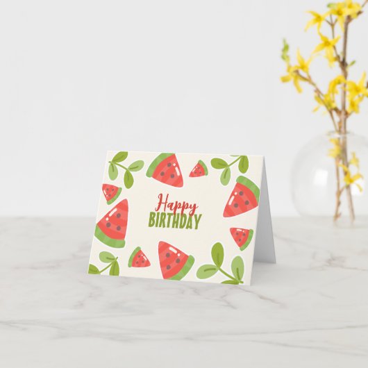 Niedliche Wassermelone zum Geburtstag Karte (Gelbe Blume)