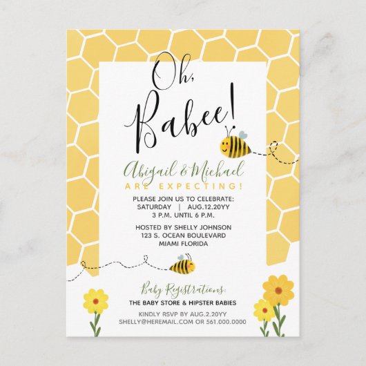 👶 🐝 Niedliche Watercolor Bumble Bee Budget Babyd Postkarte (Vorderseite)