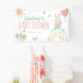 Niedliche Watercolor Bunny Gender Neutral Baby Dus Banner (Insitu)