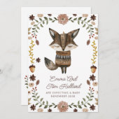 Niedliche Watercolor Fox Schwangerschaft Ankündigung (Vorne/Hinten)